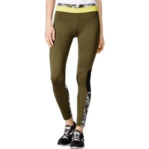 Willow Green and Yellow Leggings with Patterned Accents